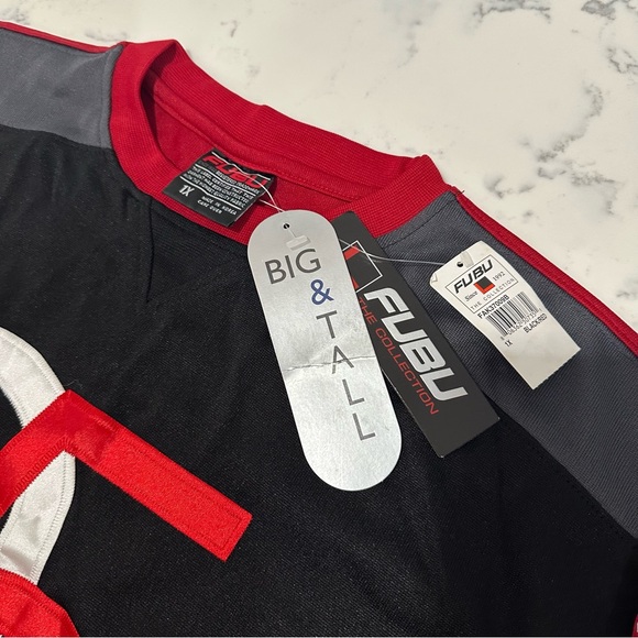 Vintage Y2K FUBU 05 Long Sleeve Jersey Shirt - Black/Red/Gray - Men’s 1X - Picture 3 of 9